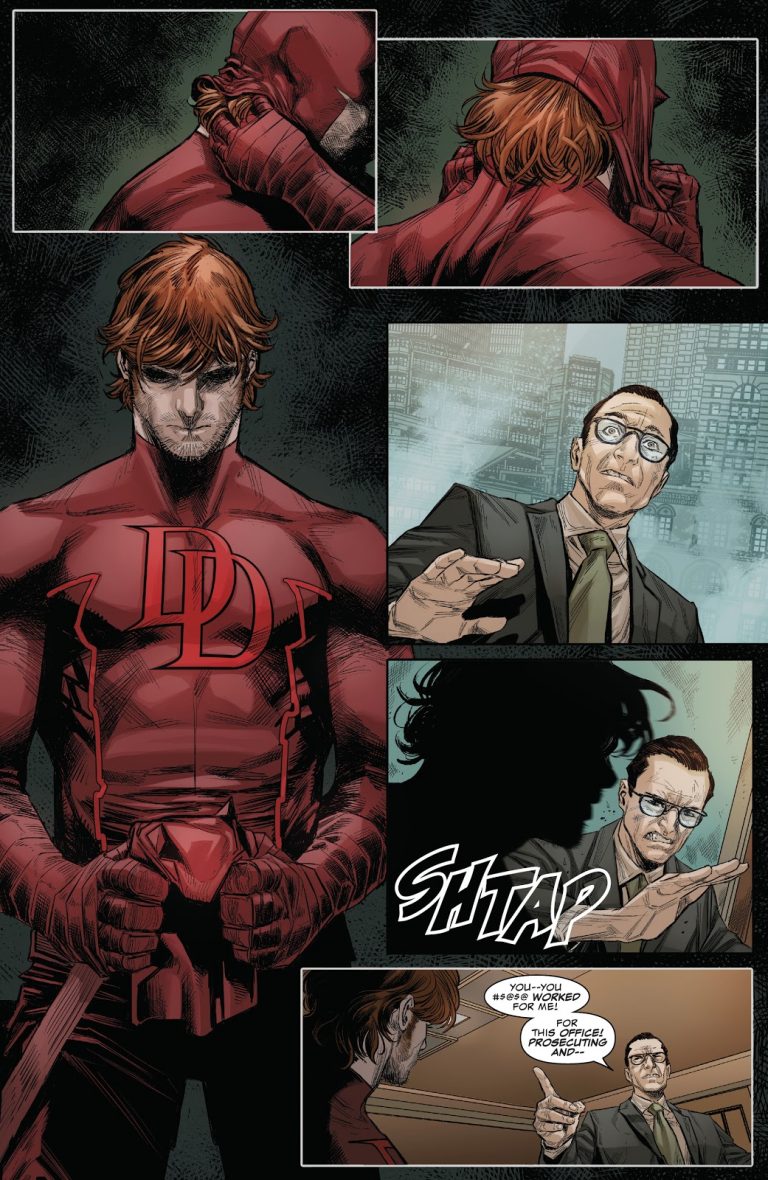 Página del cómic Daredevil: Verdad o atrevimiento, de Zdarsky, Checchetto, Mobili, Hawthorne y García