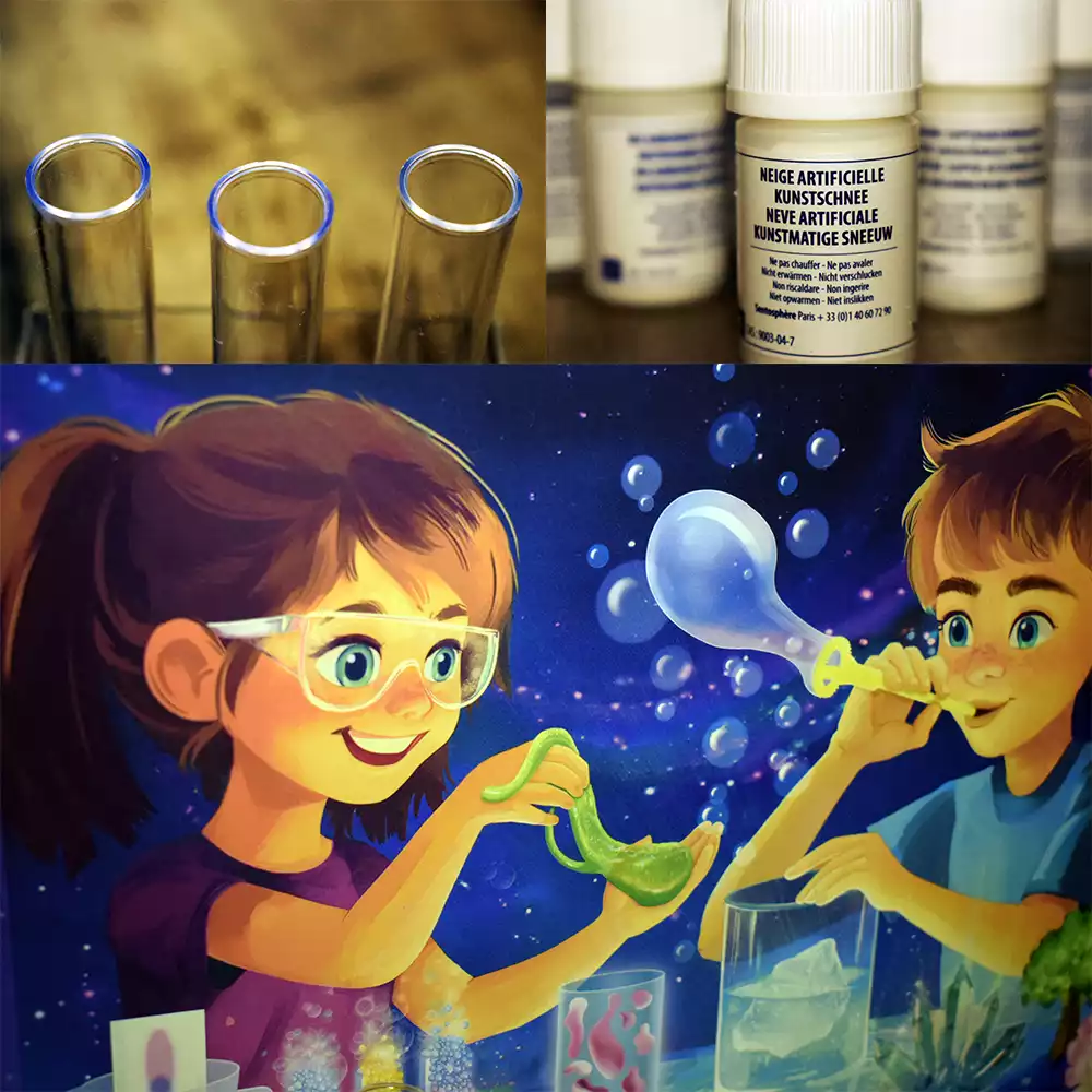 Elementos del juego Science & Chimie de Sentosphère. Créditos: docpastor.com - Amamos la Cultura Pop