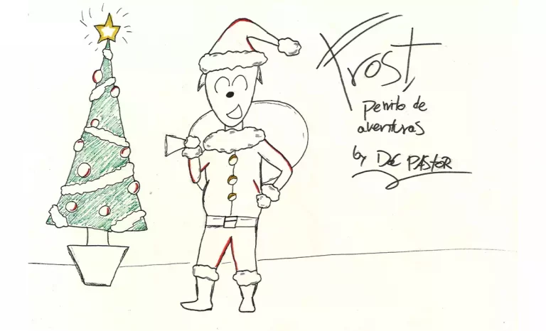 Frost, perrito de aventuras, en Un sustituto para Navidad, su relato navideño de 2025. Créditos: docpastor.com - Amamos la Cultura Pop