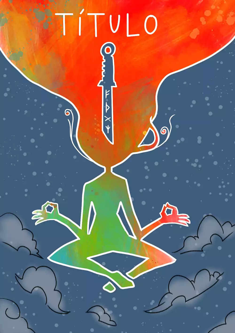 Boceto completo de la portada de Los versos de la magia: Cruce de caminos. Créditos: Josë Sènder