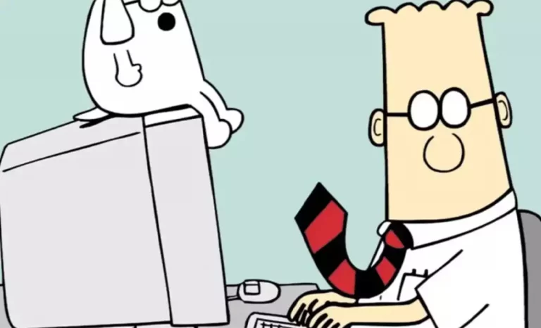 El personaje Dilbert en su entorno natural. Créditos: Scott Adams