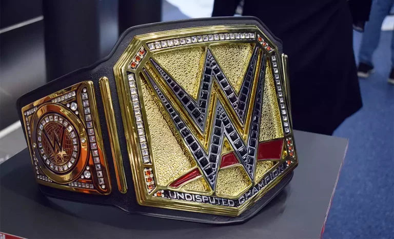 El mítico cinturón de campeón mundial de WWE en el stand de Playmobil de la 75º Spielwarenmesse. Créditos: docpastor.com