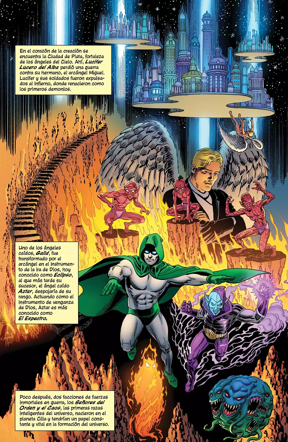 Página interior de Nueva historia del Universo DC. Créditos: Panini/DC