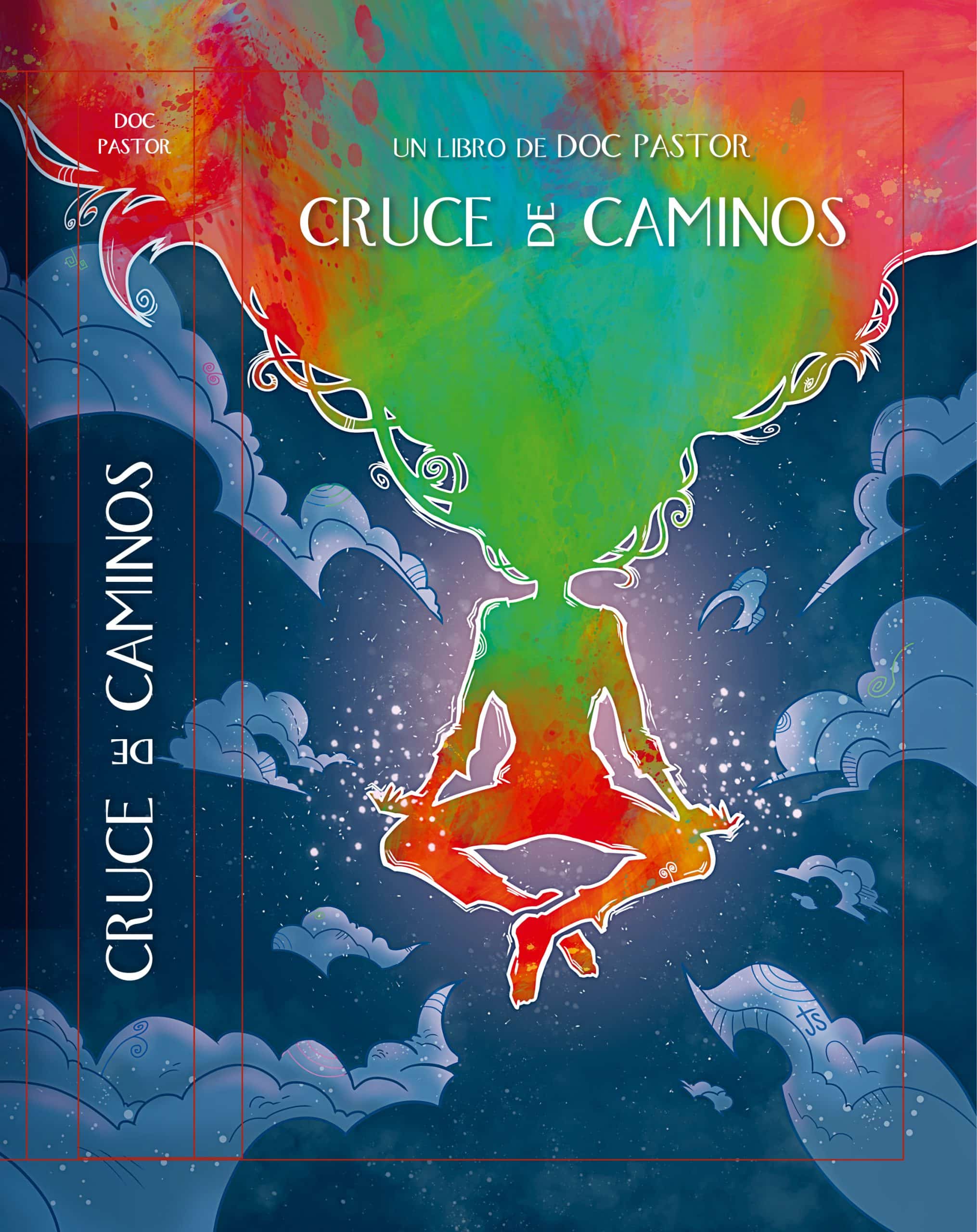 Portada provisional de Los versos de la magia: Cruce de caminos con logo. Créditos: MaDoc Ediciones