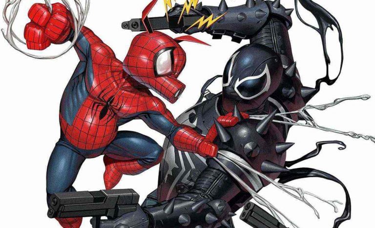 Portada alternativa parcial de Spiderverso vs.Venenoverso. Créditos: Panini Cómics.