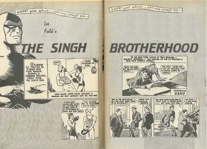 The Phantom, primera viñeta públicada en 1936. Créditos: King Features Syndicate / Lee Falk y Ray Moore