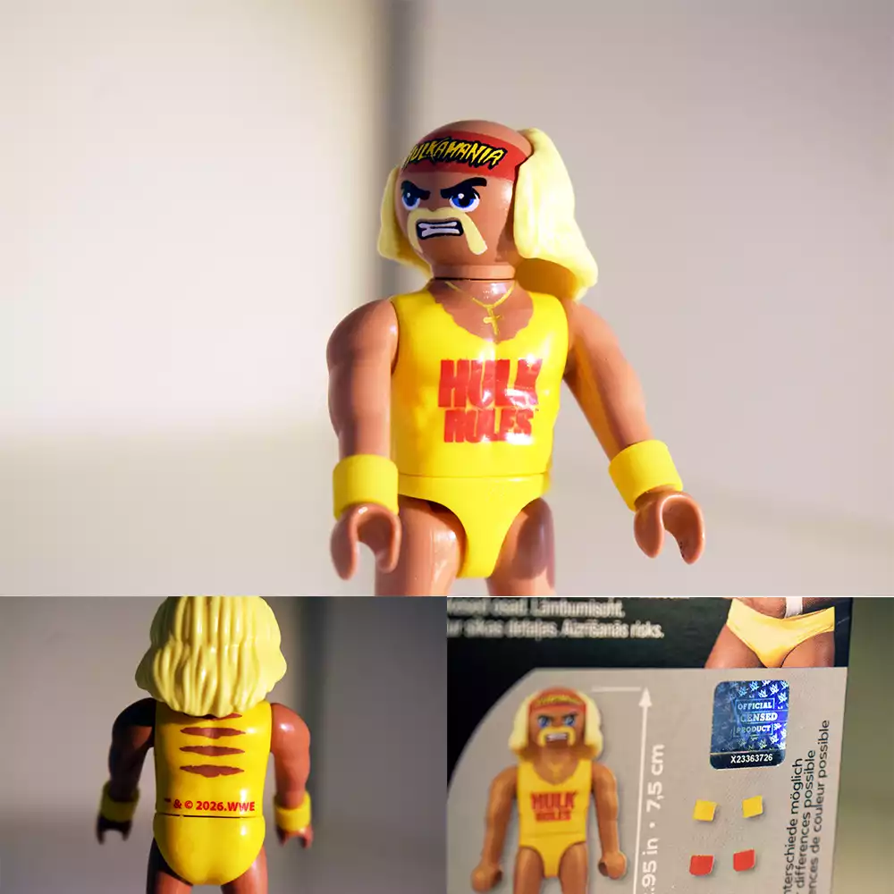 Detalles de Hulk Hogan de WWE Raw de Playmobil. Créditos: docpastor.com