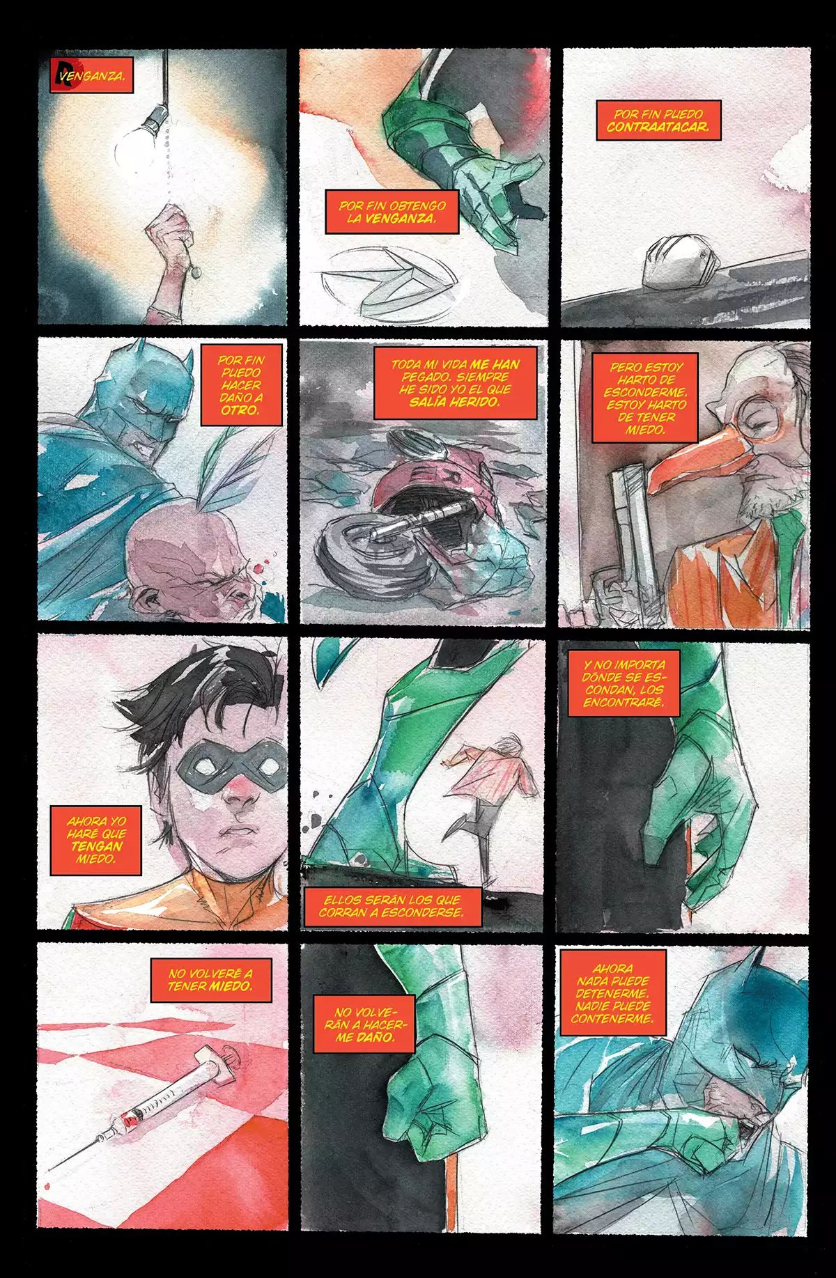 Doce viñetas para definir a Jason Todd en Robin y Batman. Créditos: DC/Panini