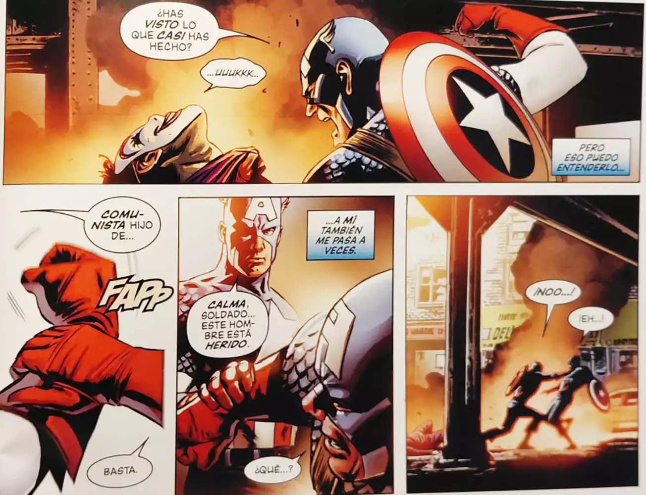 El Capi loco y el Capitán América vistos por Ed Brubaker y Steve Epting. Créditos: Panini/Marvel