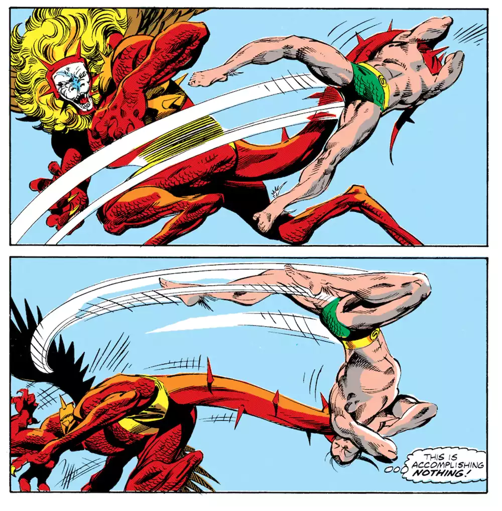 Namor en pleno enfrentamiento con John Byrne a los mandos. Créditos: Panini/Marvel
