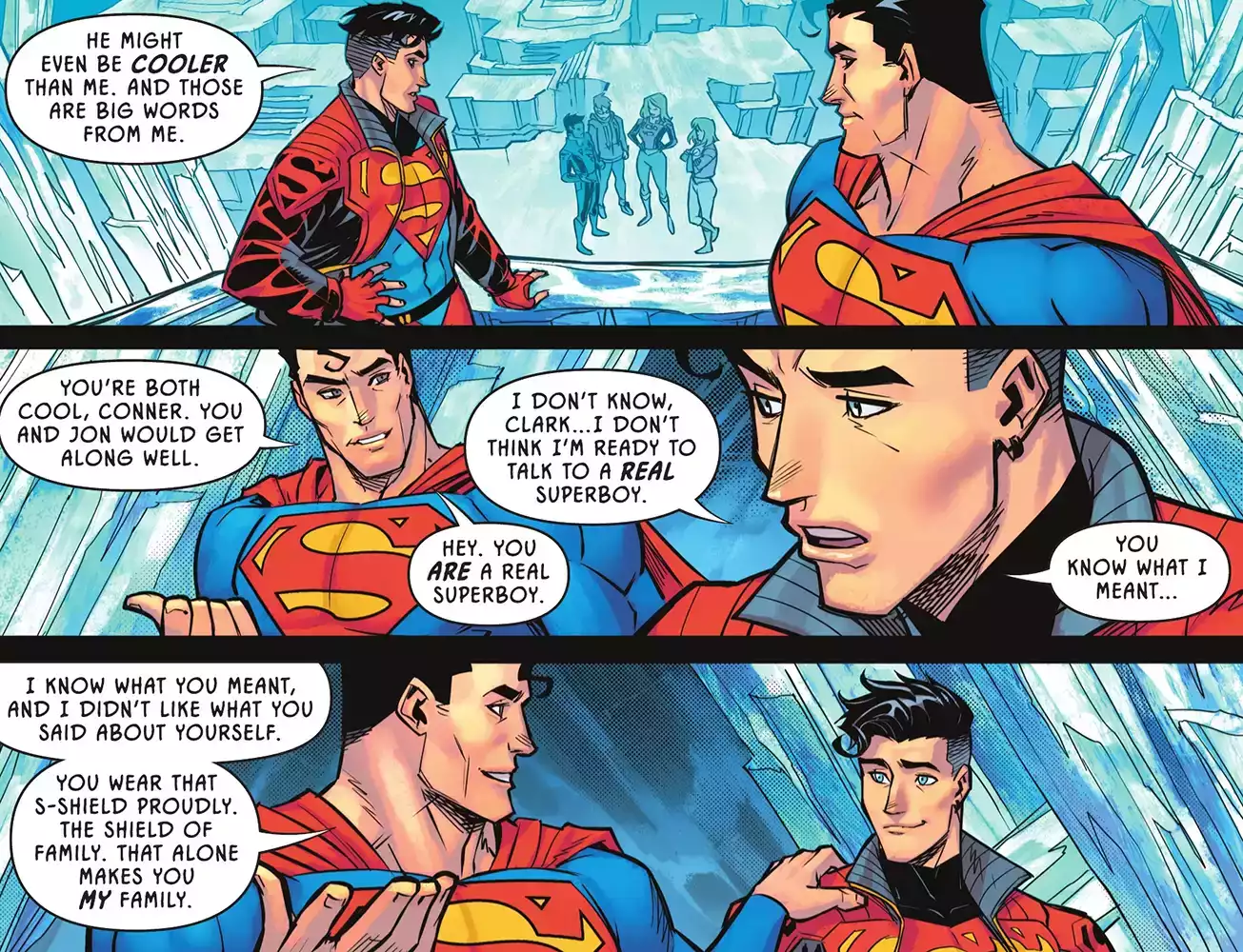 Superboy y Superman en DC´s Kal-El-Fornia Love. Créditos: DC/Panini