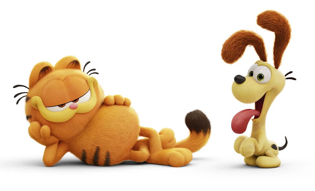 Garfield y Odie, creaciones de Jim Davis, en su nueva película cinematográfica.