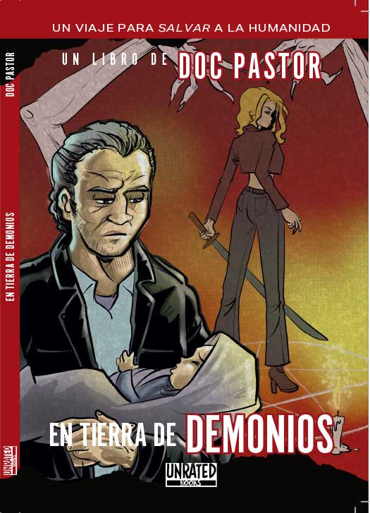 Portada de la novela En tierra de demonios realizada por Iván Sarnago, editada por Unrated Books
