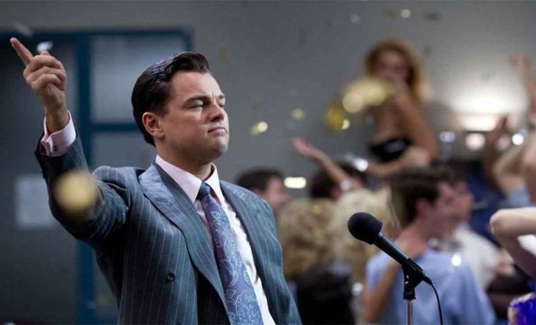 Leonardo DiCaprio en El lobo de Wall Street