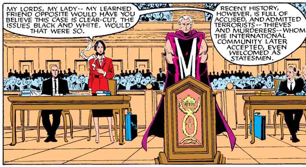 El juicio de Magneto en las viñetas de X-Men en 1985