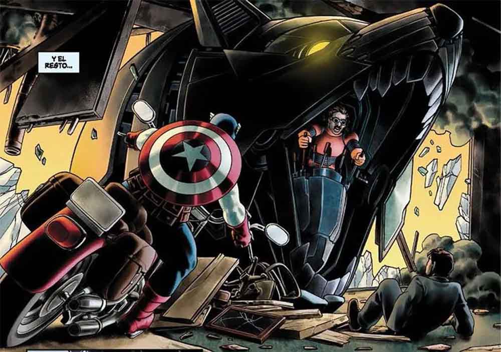 Viñeta de Jesús Saiz en el Capitán América de Straczynski