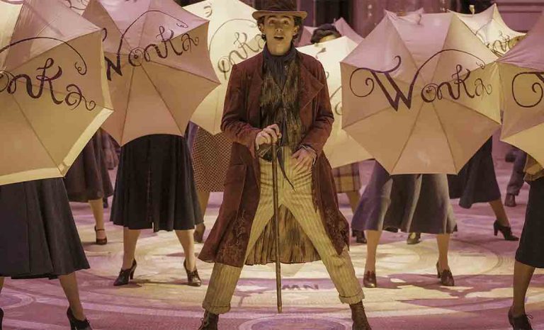 Timothée Chalamet como Willy Wonka en la película de Warner Bros.