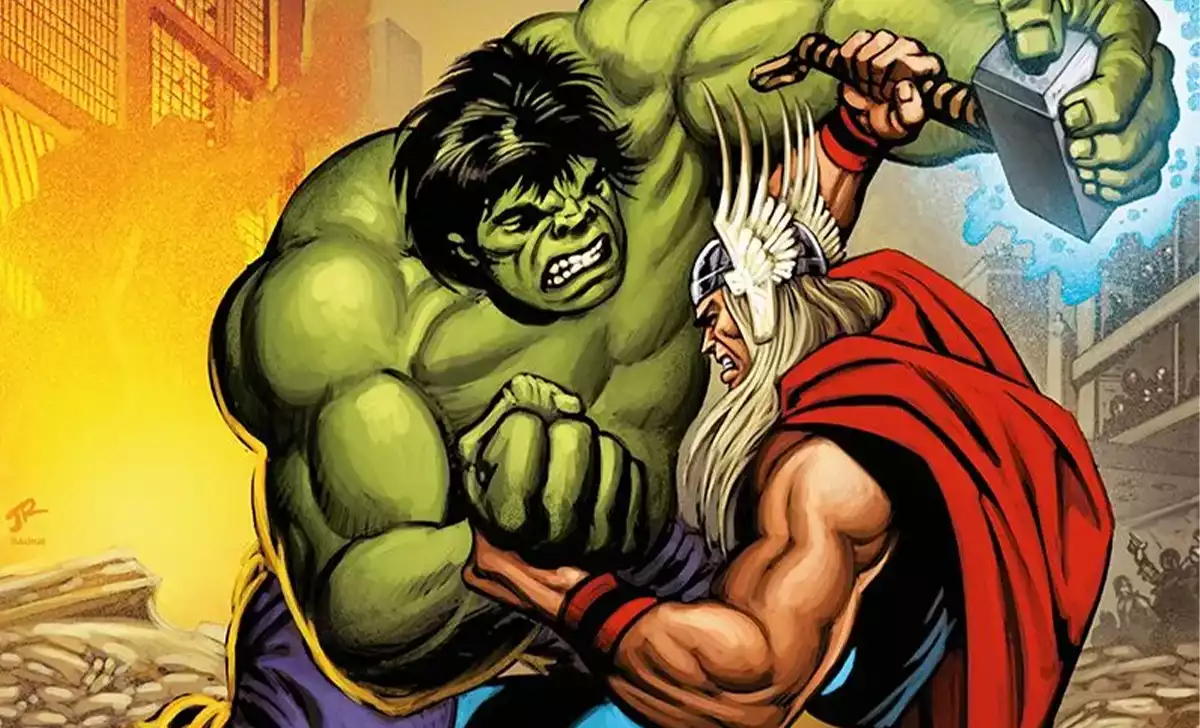 Hulk contra Thor en La guerra Defensores-Vengadores. Créditos: Panini Cómics