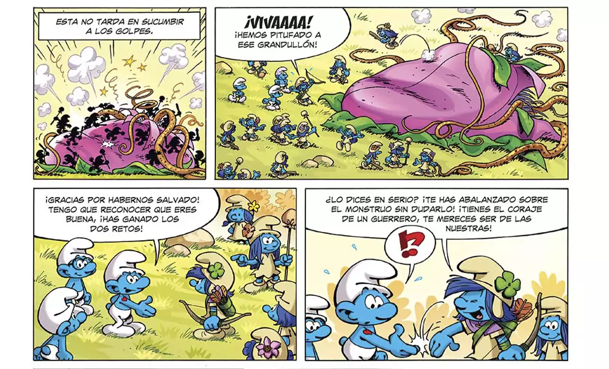 Viñetas interiores de Los Pitufos y la aldea de las chicas. Créditos: Norma