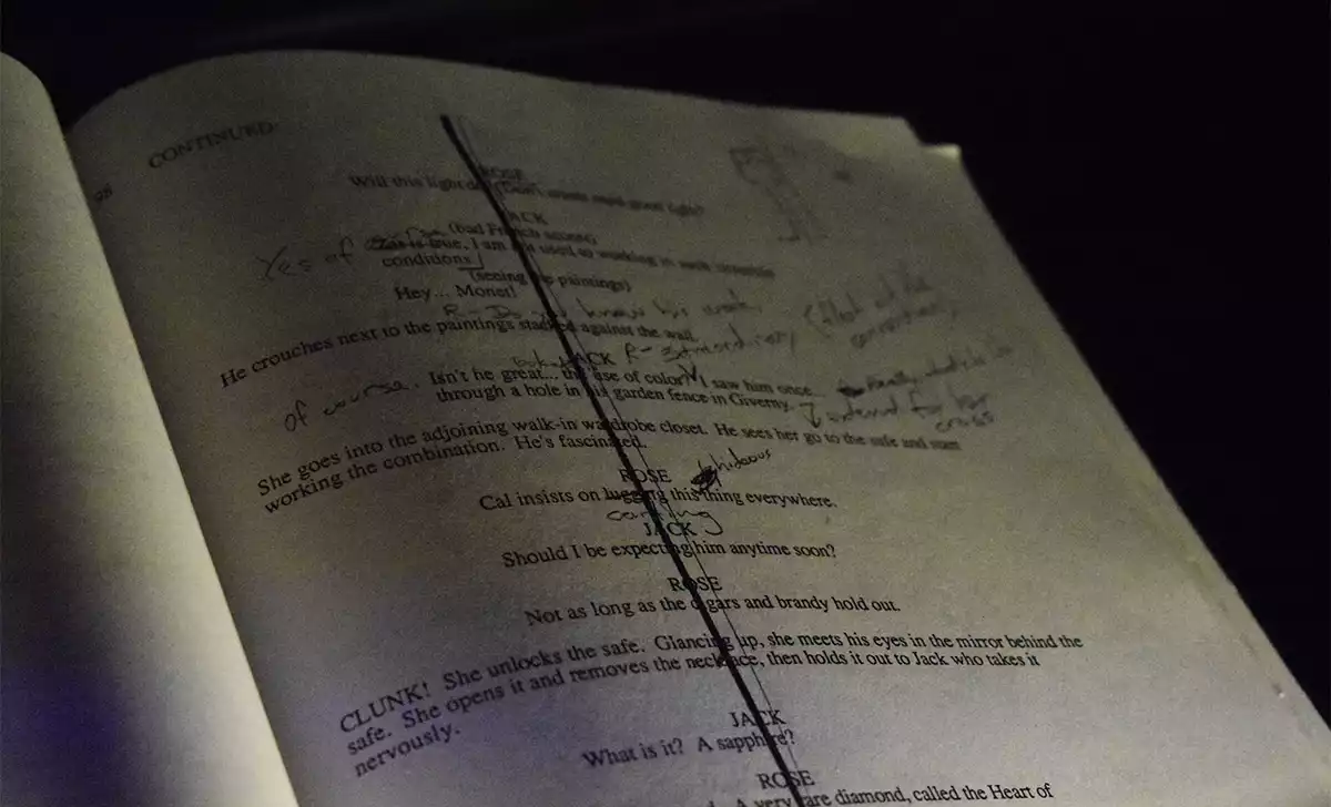 Guion de Titanic con anotaciones. Créditos: docpastor.com - Amamos la Cultura Pop