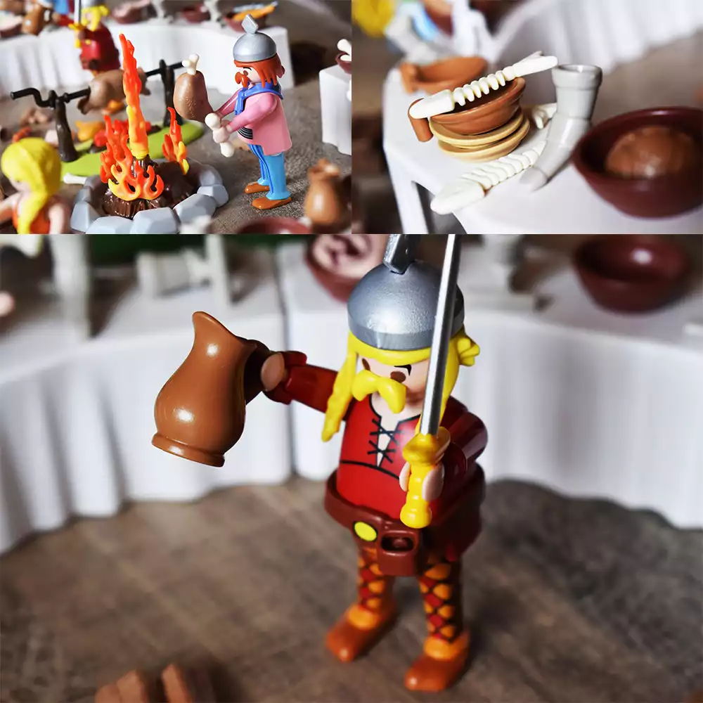 Los galos y su banquete en versión Playmobil. Idéfix disfrutando del banquete de Astérix y sus amigos. Créditos: docpastor.com - Amamos la Cultura Pop