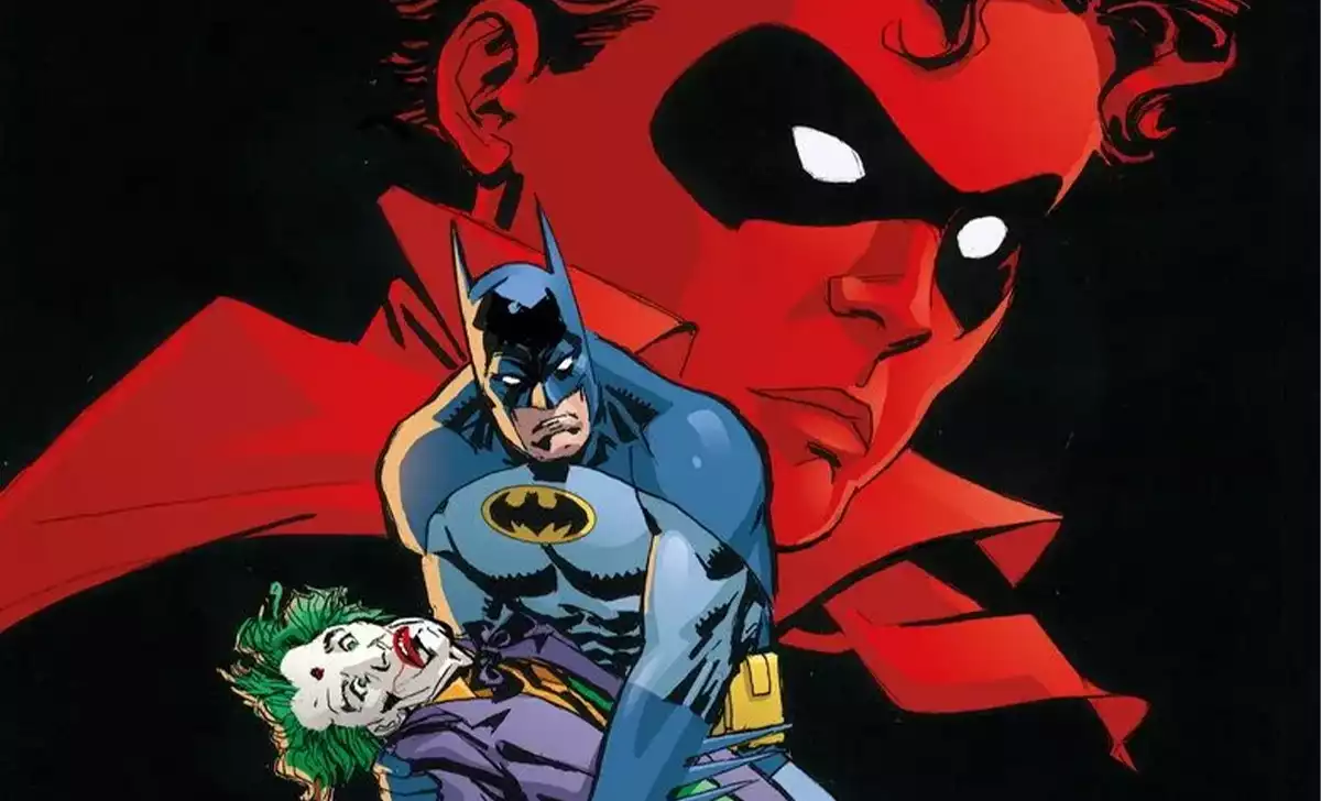 Robin, Batman y el Joker en Robin vive. Créditos: Panini/DC