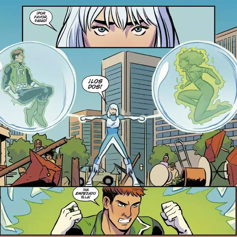 Hielo, Fuego y Guy Gardner vistos por Natacha Bustos. Créditos: Panini/DC