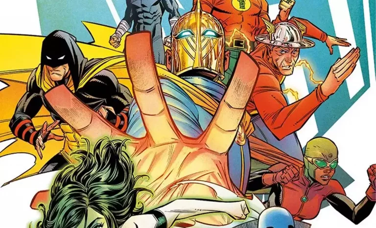 Portada de la Sociedad de la Justicia en su etapa All In. Créditos: DC/Panini