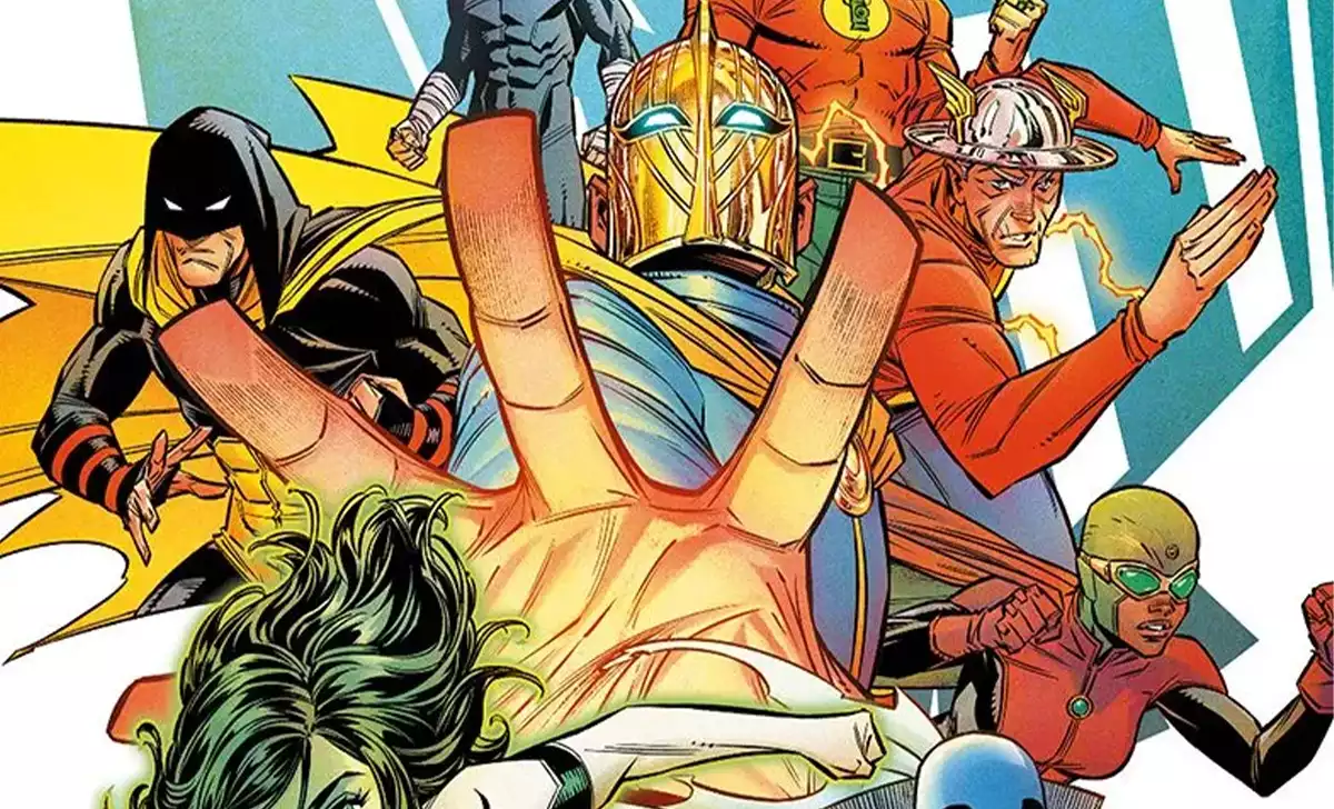 Portada de la Sociedad de la Justicia en su etapa All In. Créditos: DC/Panini