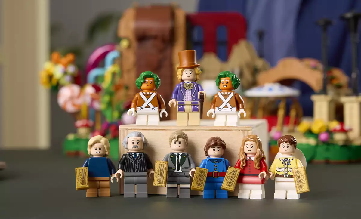 Willy Wonka y el resto de personajes en versión LEGO. Créditos: LEGO