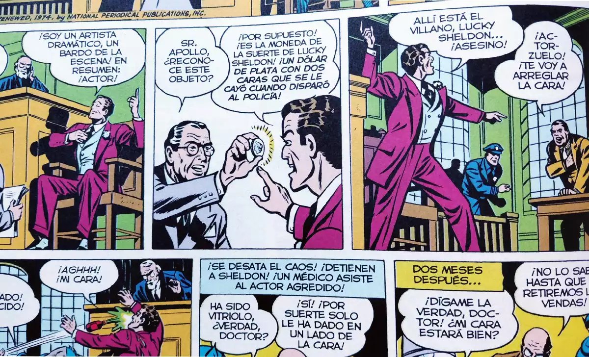 Viñetas de la historia de Dos Caras. Créditos: Panini/DC