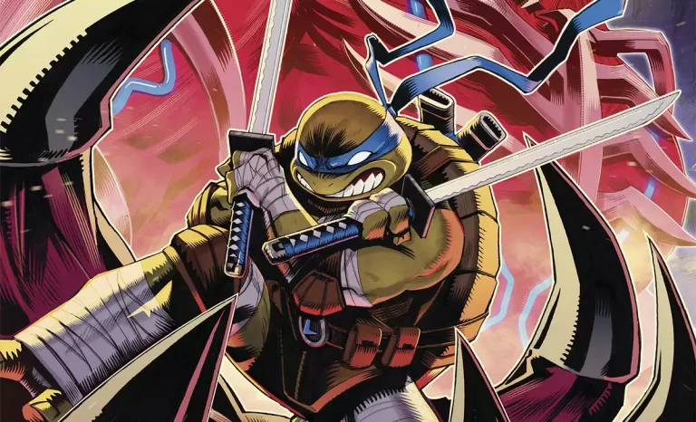 Leonardo en el número 3 del cruce entre Power Rangers y Tortugas Ninja. Créditos: BOOM! Studios