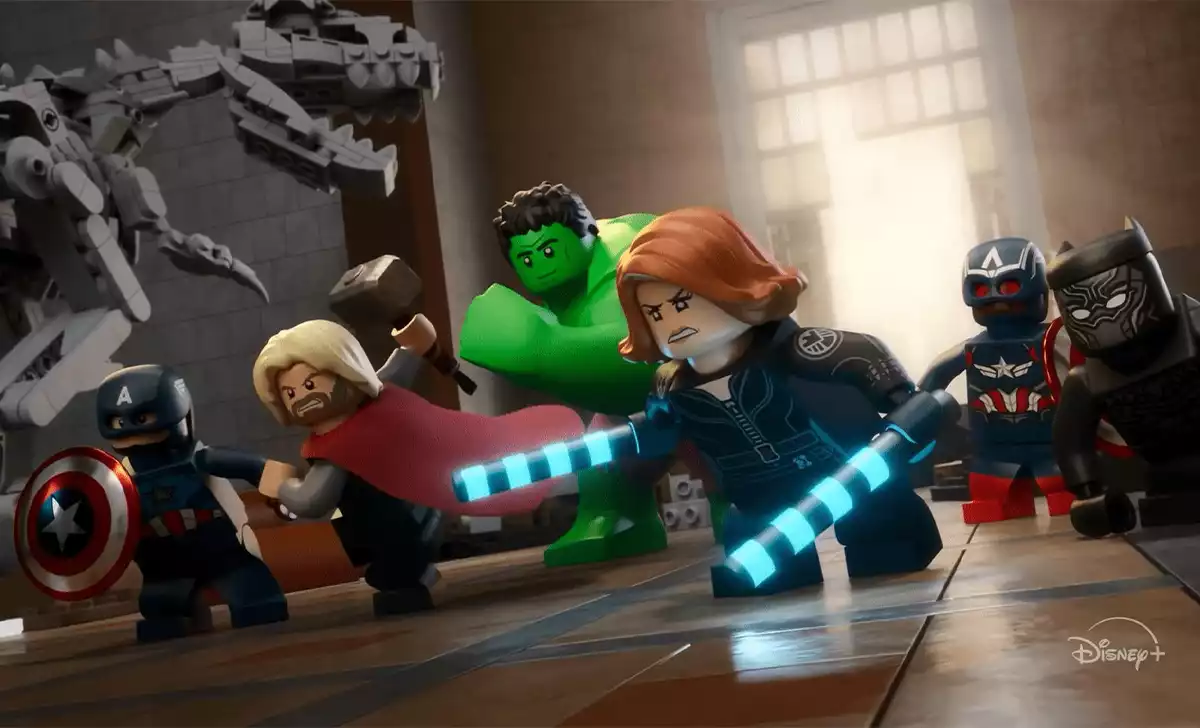 Los Vengadores en acción en LEGO Marvel Avengers: Historias extrañas. Créditos: Disney +